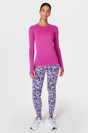 Sweaty Betty Magenta Camelia Pink Marl Athlete Seamless Workout Long Sleeve Top - Image 3 of 7