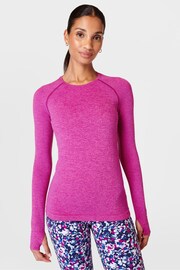 Sweaty Betty Magenta Camelia Pink Marl Athlete Seamless Workout Long Sleeve Top - Image 4 of 7