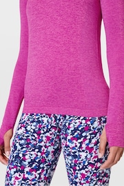 Sweaty Betty Magenta Camelia Pink Marl Athlete Seamless Workout Long Sleeve Top - Image 6 of 7