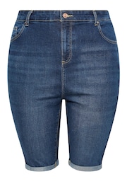 Yours Curve Blue Mid Stretch Denim Shorts - Image 5 of 5