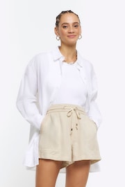 River Island Beige Casual Relaxed Lyocell Shorts - Image 1 of 4