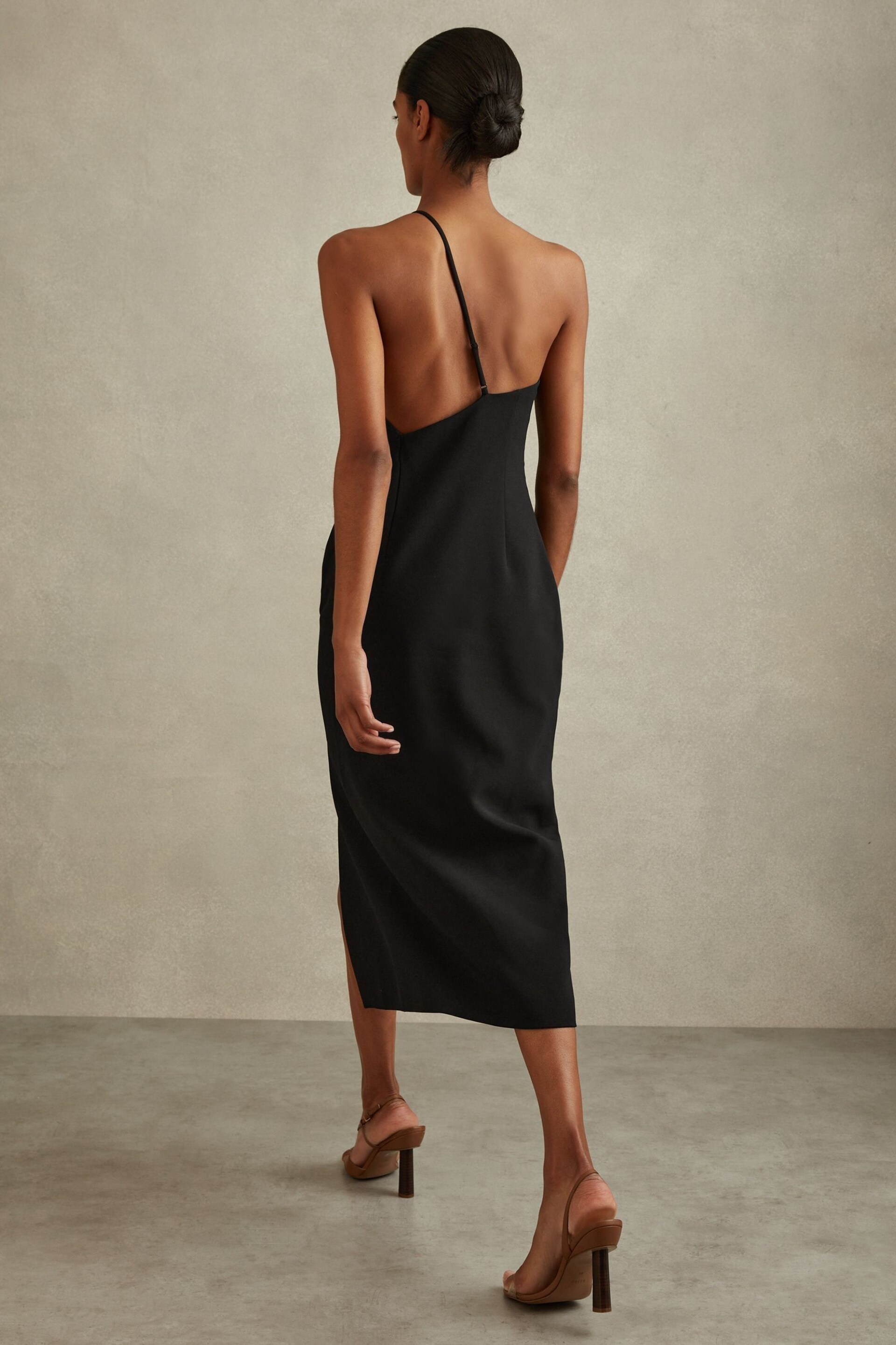 Reiss Black Suri One-Shoulder Bodycon Dress - Image 4 of 5