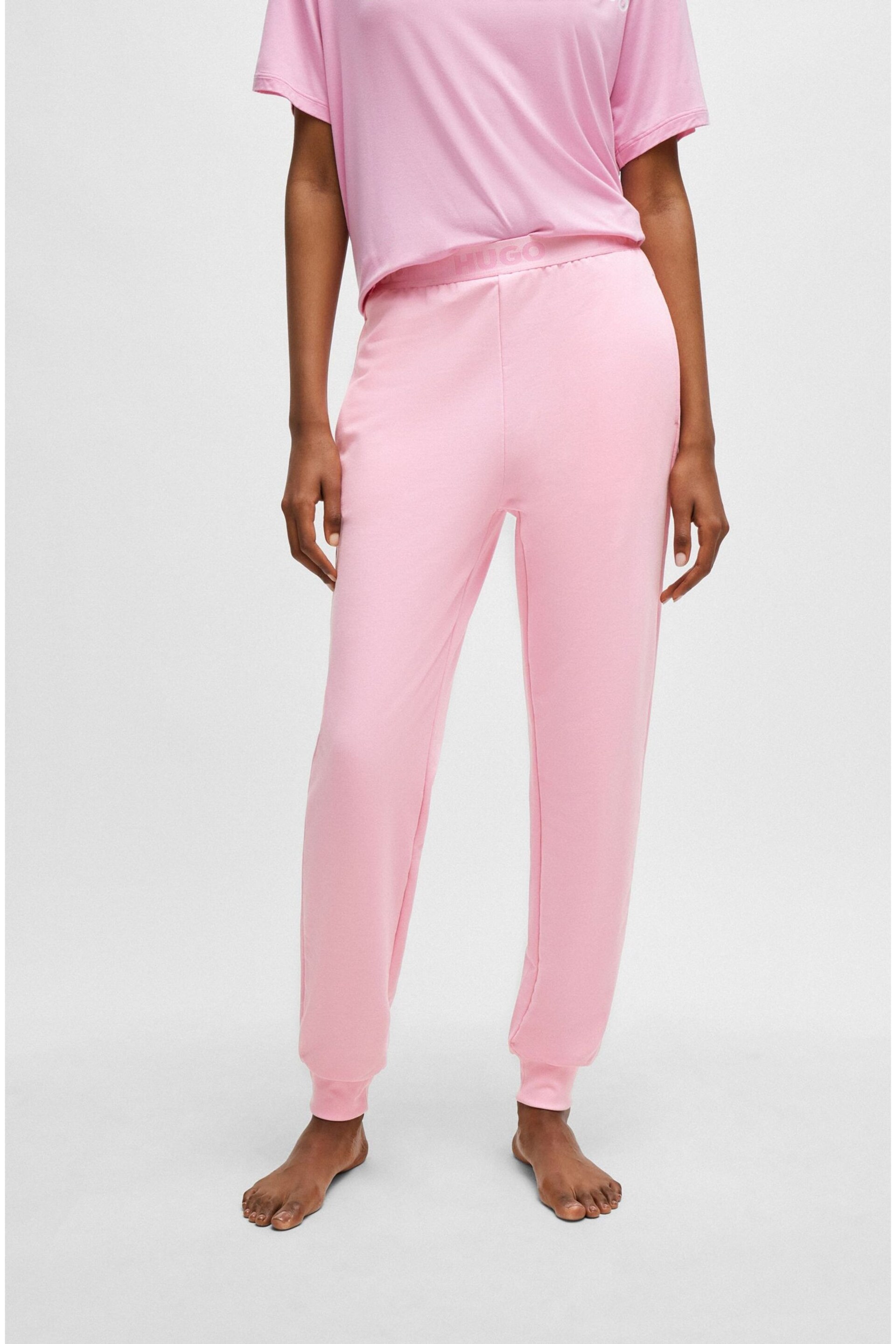 HUGO Pink Logo Waistband Cuffed Joggers - Image 1 of 5