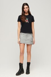 SUPERDRY Black SUPERDRY Tattoo Embroidered Fitted T-Shirt - Image 2 of 6