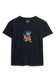 SUPERDRY Black SUPERDRY Tattoo Embroidered Fitted T-Shirt - Image 4 of 6