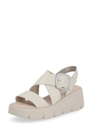 Rieker Womens Evolution Bur Fastener Cream Sandals - Image 3 of 10