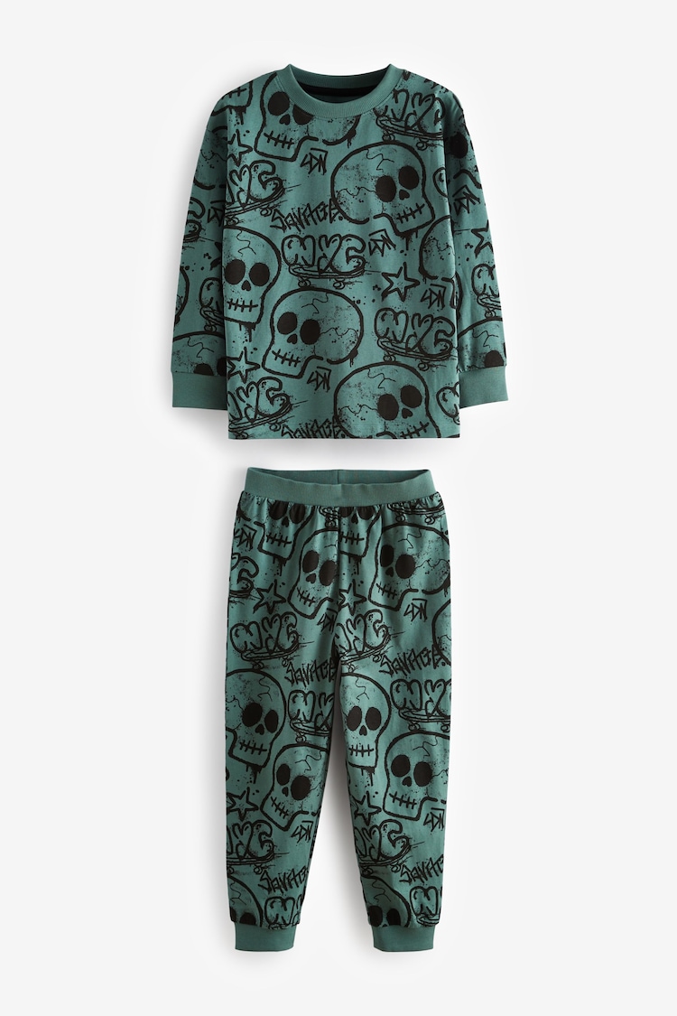 Blue/Green/Neutral Character 100% Cotton Long Sleeve Pyjamas 3 Pack (3-16yrs) - Image 2 of 14