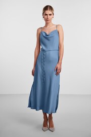 Y.A.S Blue Satin Cowl Neck Slip Dress - Image 1 of 5