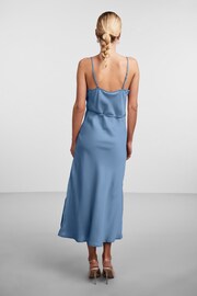 Y.A.S Blue Satin Cowl Neck Slip Dress - Image 2 of 5
