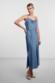 Y.A.S Blue Satin Cowl Neck Slip Dress - Image 3 of 5