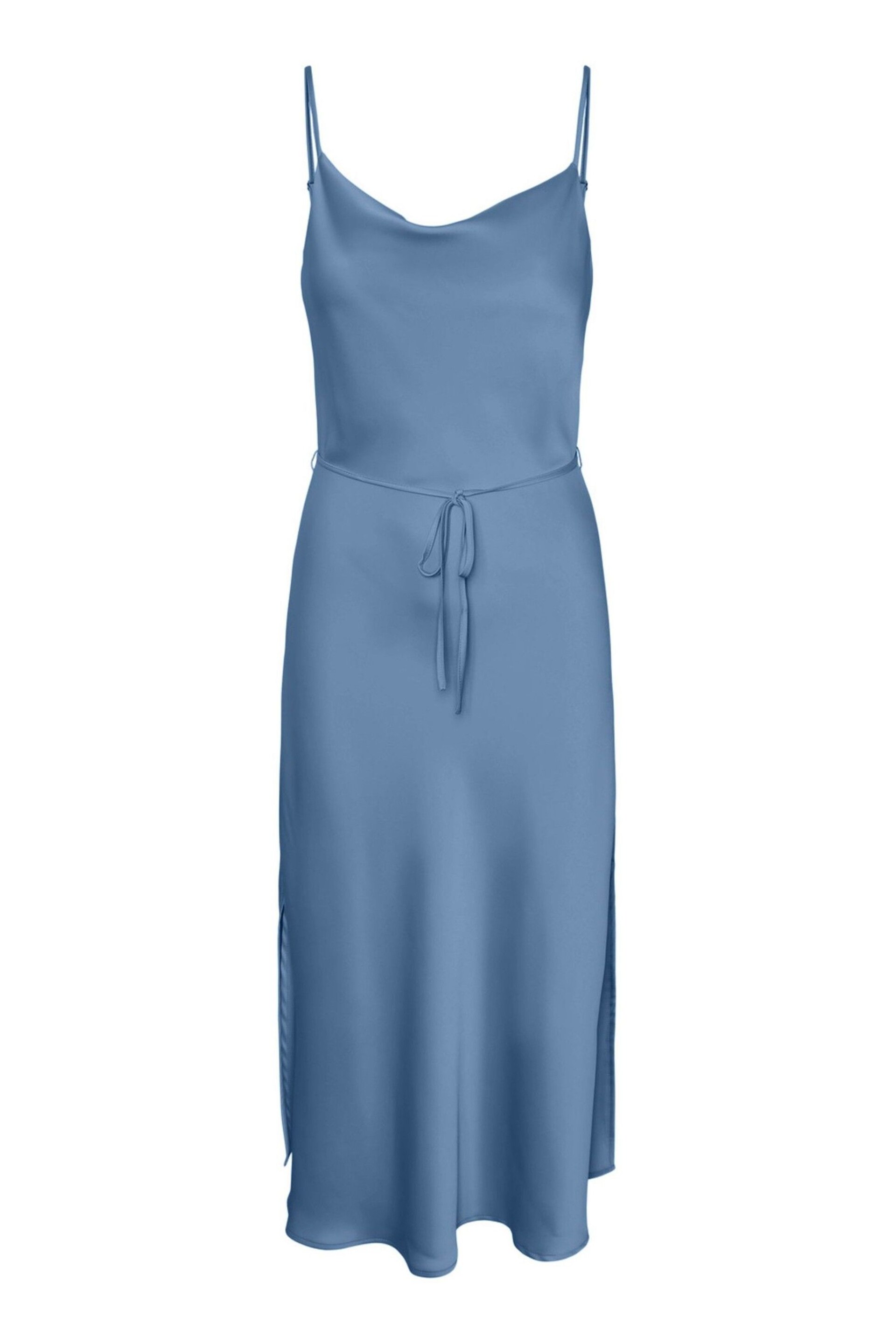 Y.A.S Blue Satin Cowl Neck Slip Dress - Image 5 of 5