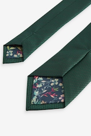 Dark Green Slim Textured Tie And Clip Set - Image 3 of 3