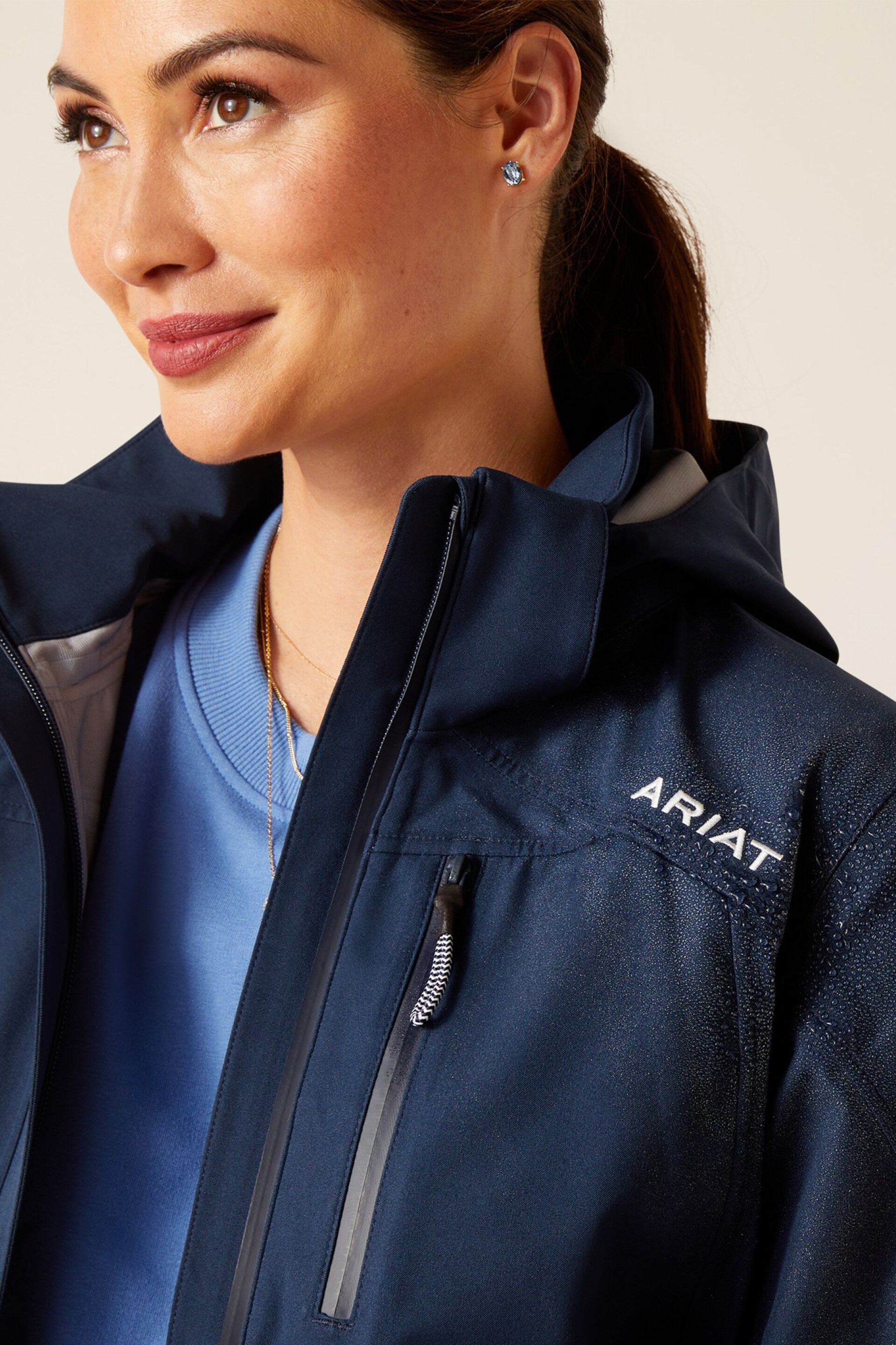 Ariat Blue Coastal Long Waterproof Jacket - Image 3 of 5