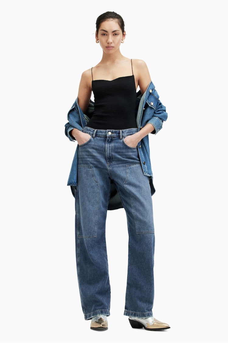 AllSaints Blue Mia Carpenter 100% Cotton Jeans - Image 1 of 7