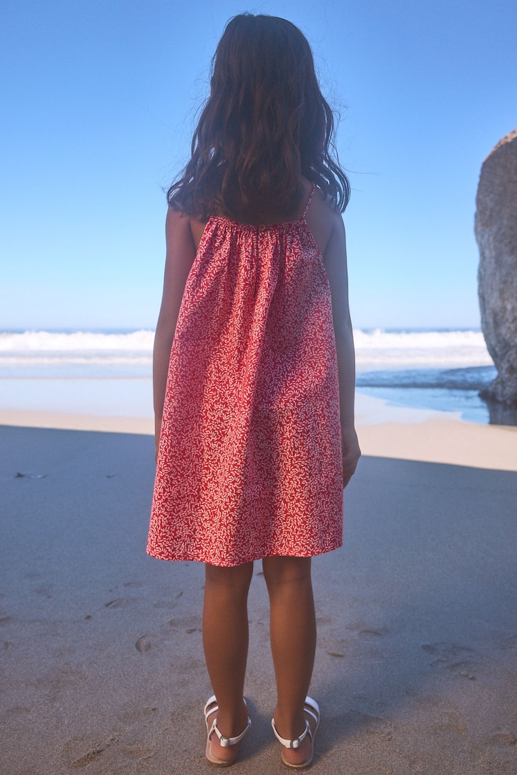 Red Ditsy 100% Cotton Strappy Sundress (3-16yrs) - Image 2 of 7