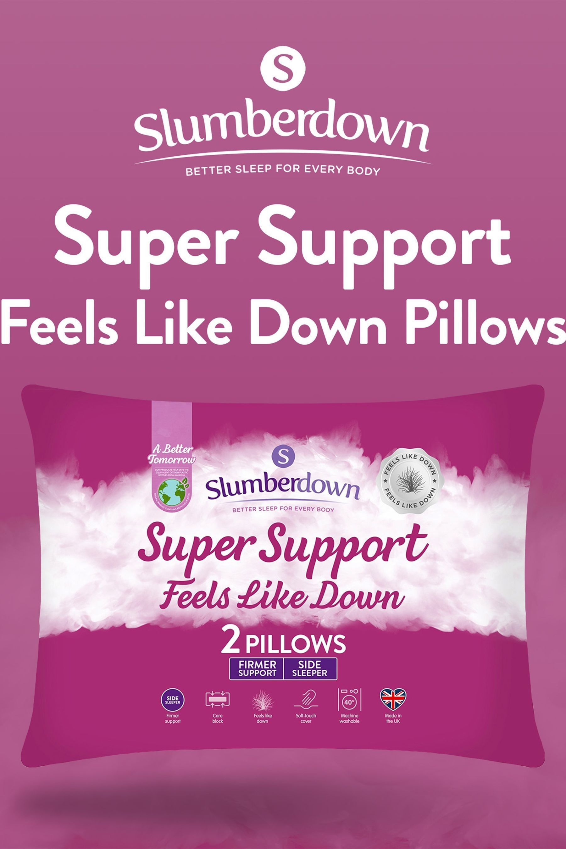 Buy Slumberdown Feels like Down Super Support White Pillows 2 Pack from the Next UK online shop