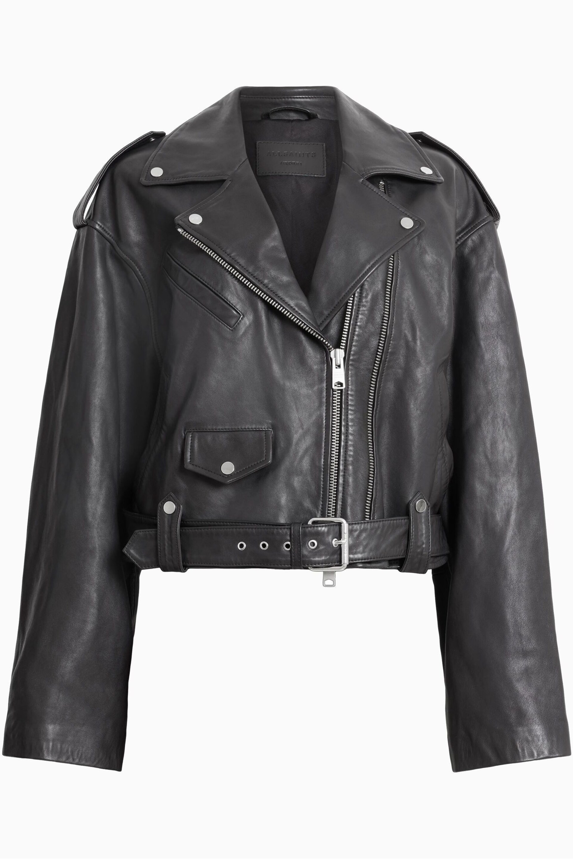 AllSaints Black Dayle Biker Jacket - Image 8 of 8