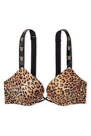 Victoria's Secret Leopard Brown Bombshell Add 2 Cups Push Up Shine Strap Bra - Image 3 of 4