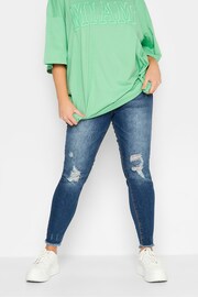 Yours Curve Blue YoursJenny Rip Knee Jeggings - Image 1 of 4