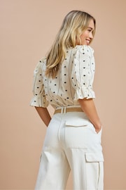 ONLY Cream Embroidered Short Sleeve Button Up Blouse - Image 2 of 8