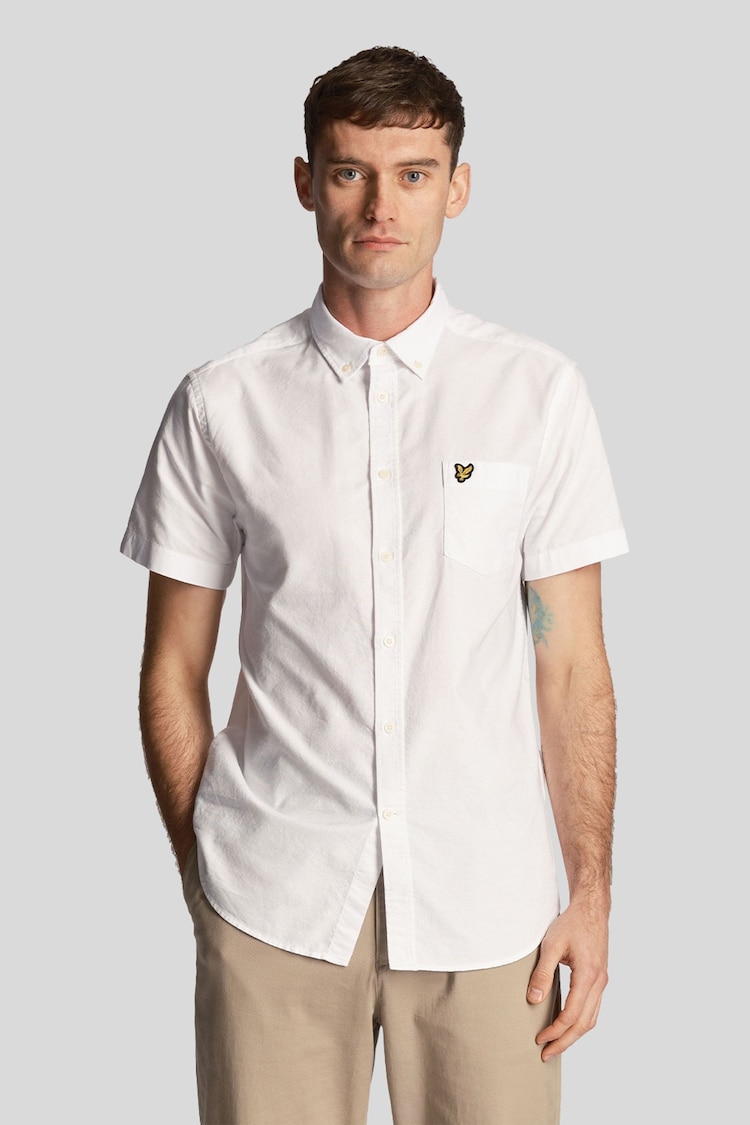 Lyle & Scott White 100% Cotton Short Sleeve Oxford Shirt - Image 1 of 5