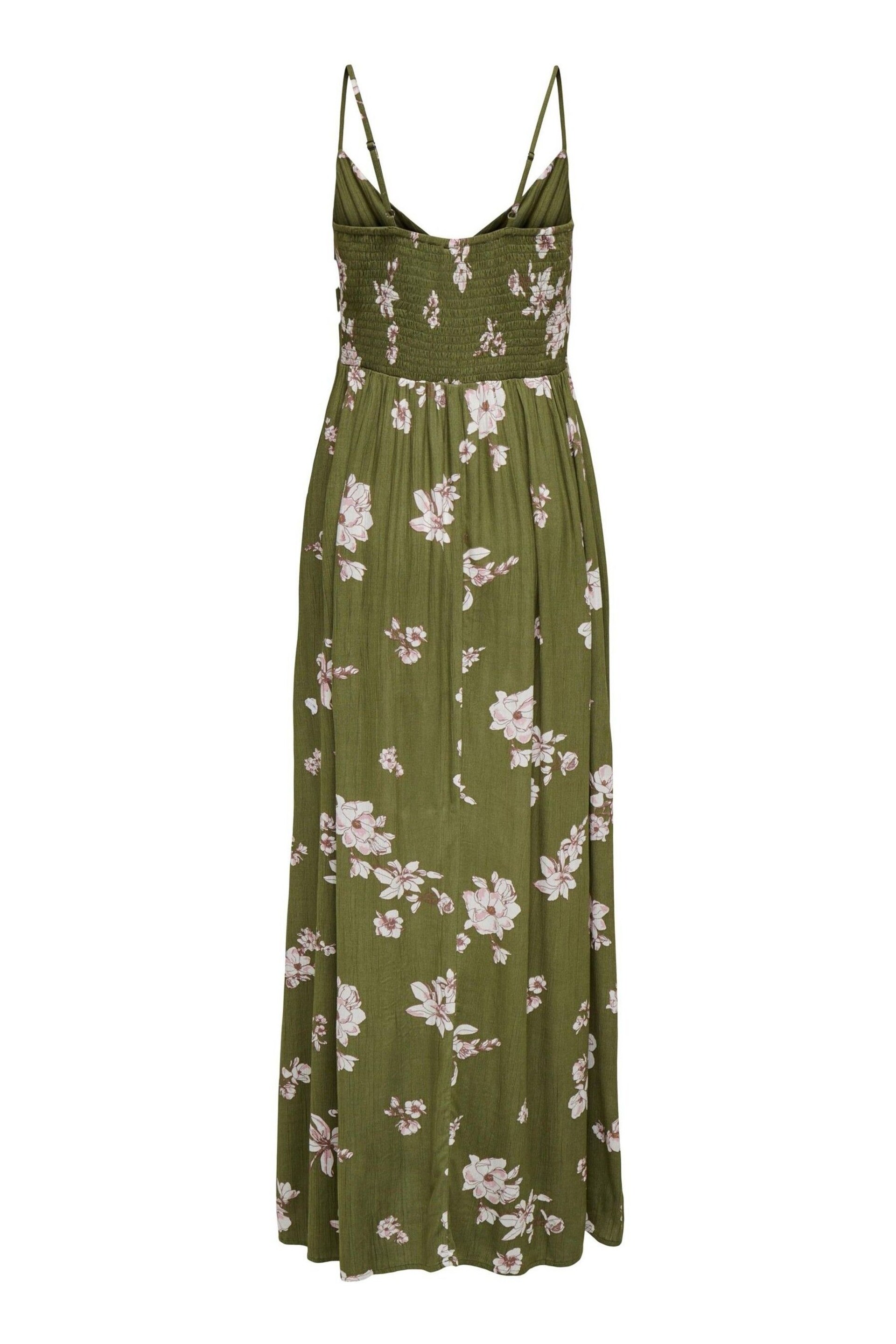 JDY Green Floral Print Cheesecloth Cami Maxi Summer Dress - Image 3 of 4