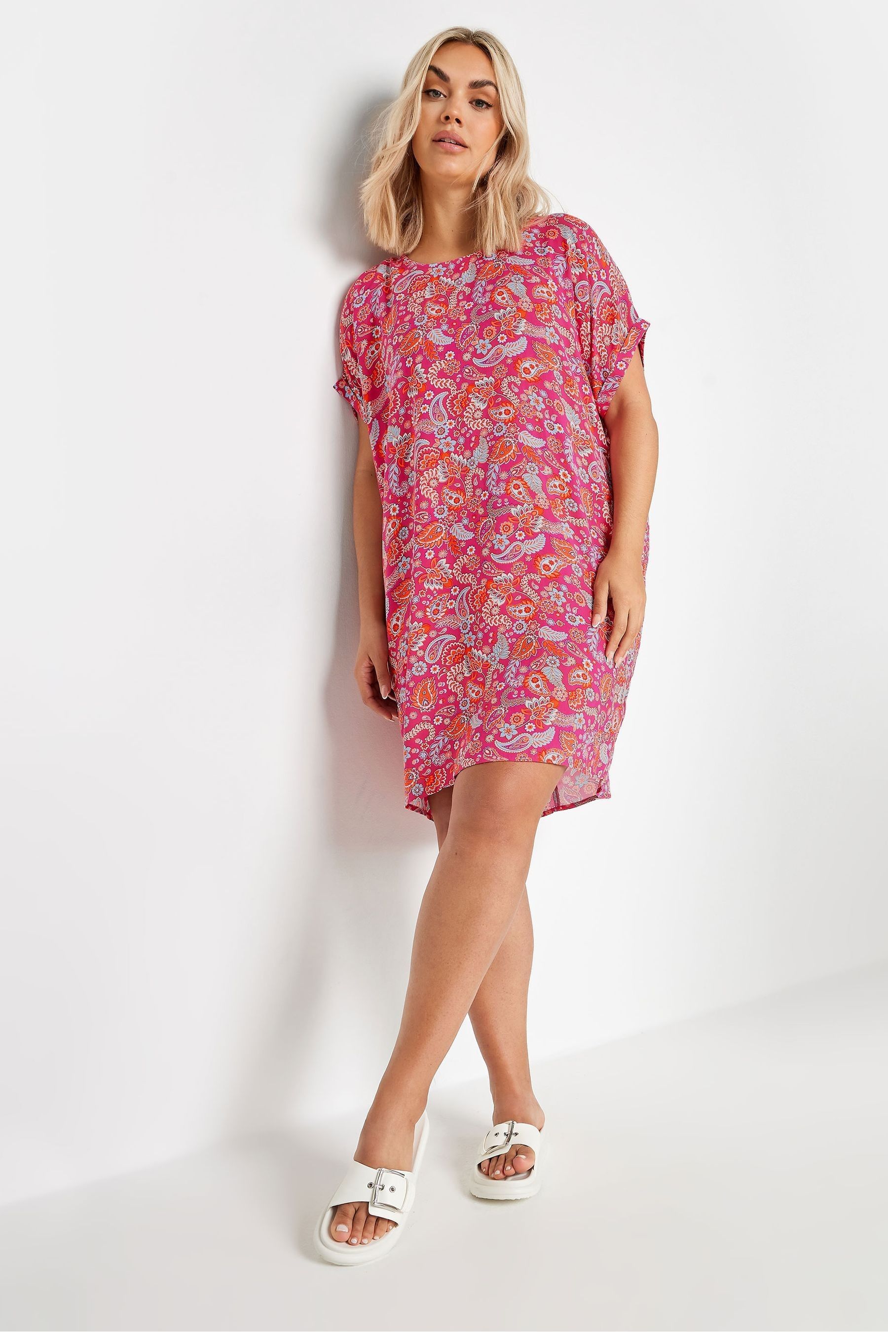 Yours Curve Pink Paisley Print Shift Dress