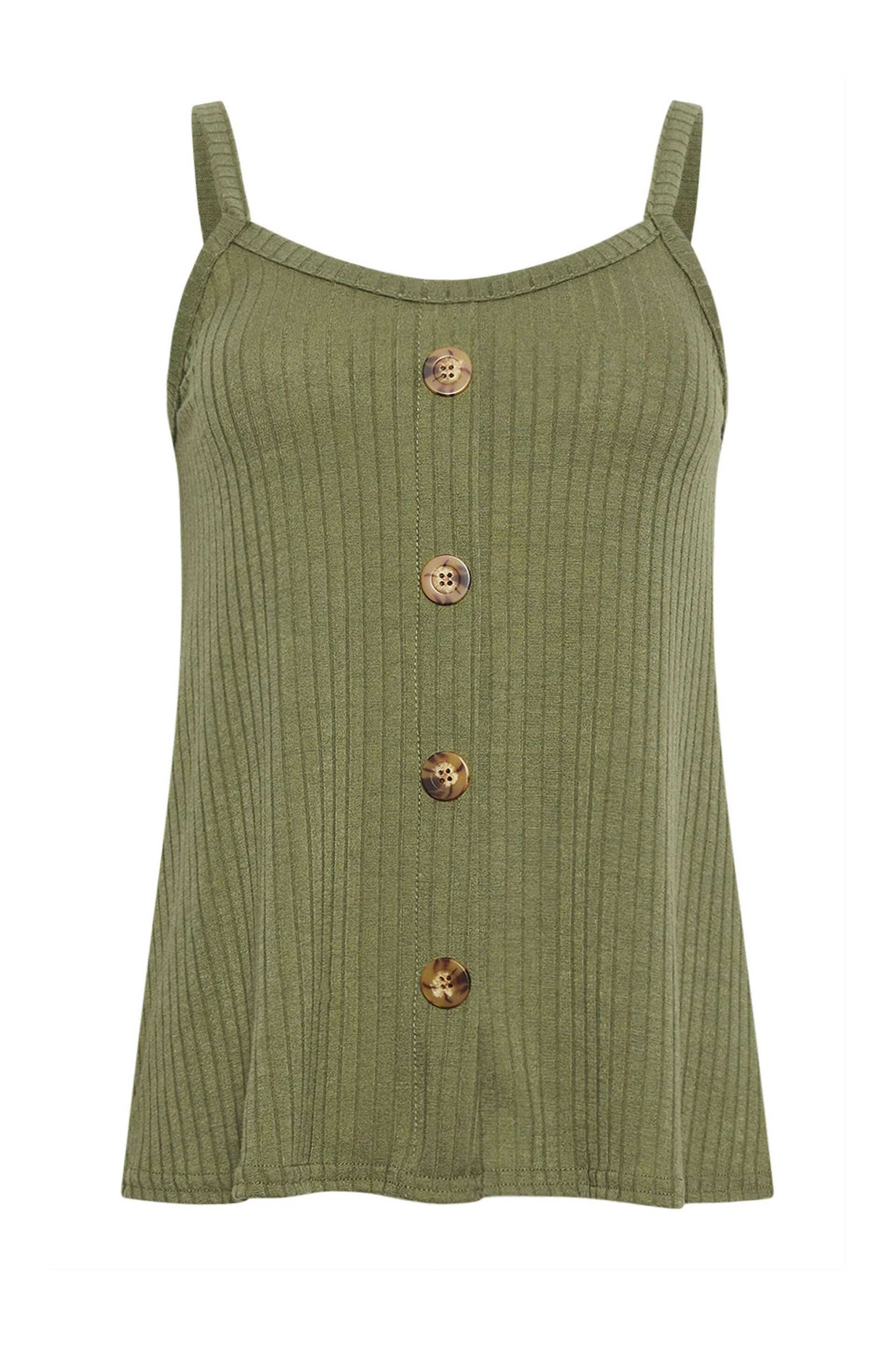 PixieGirl Petite Green Button Down Ribbed Cami Vest - Image 5 of 5