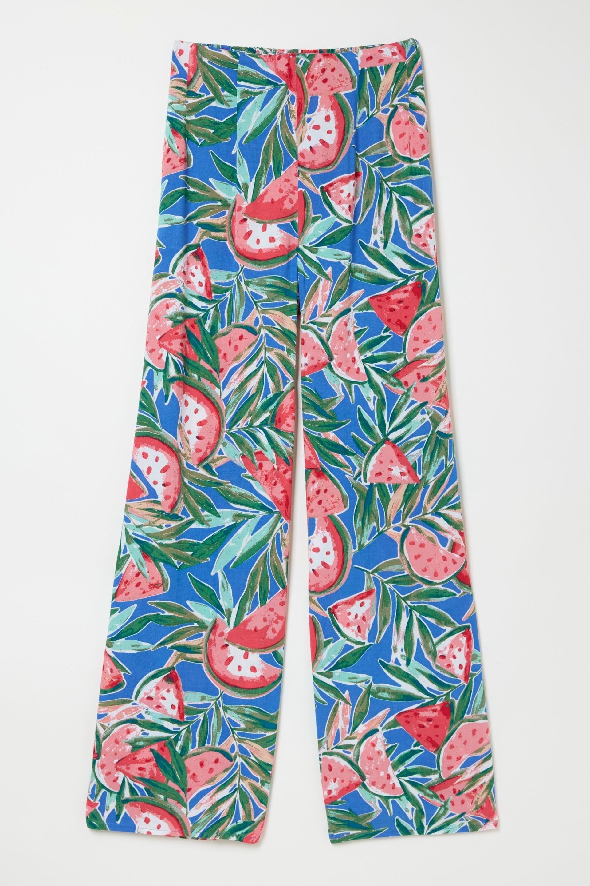 FatFace Blue Ines Watermelons Wide Leg Trousers - Image 6 of 6