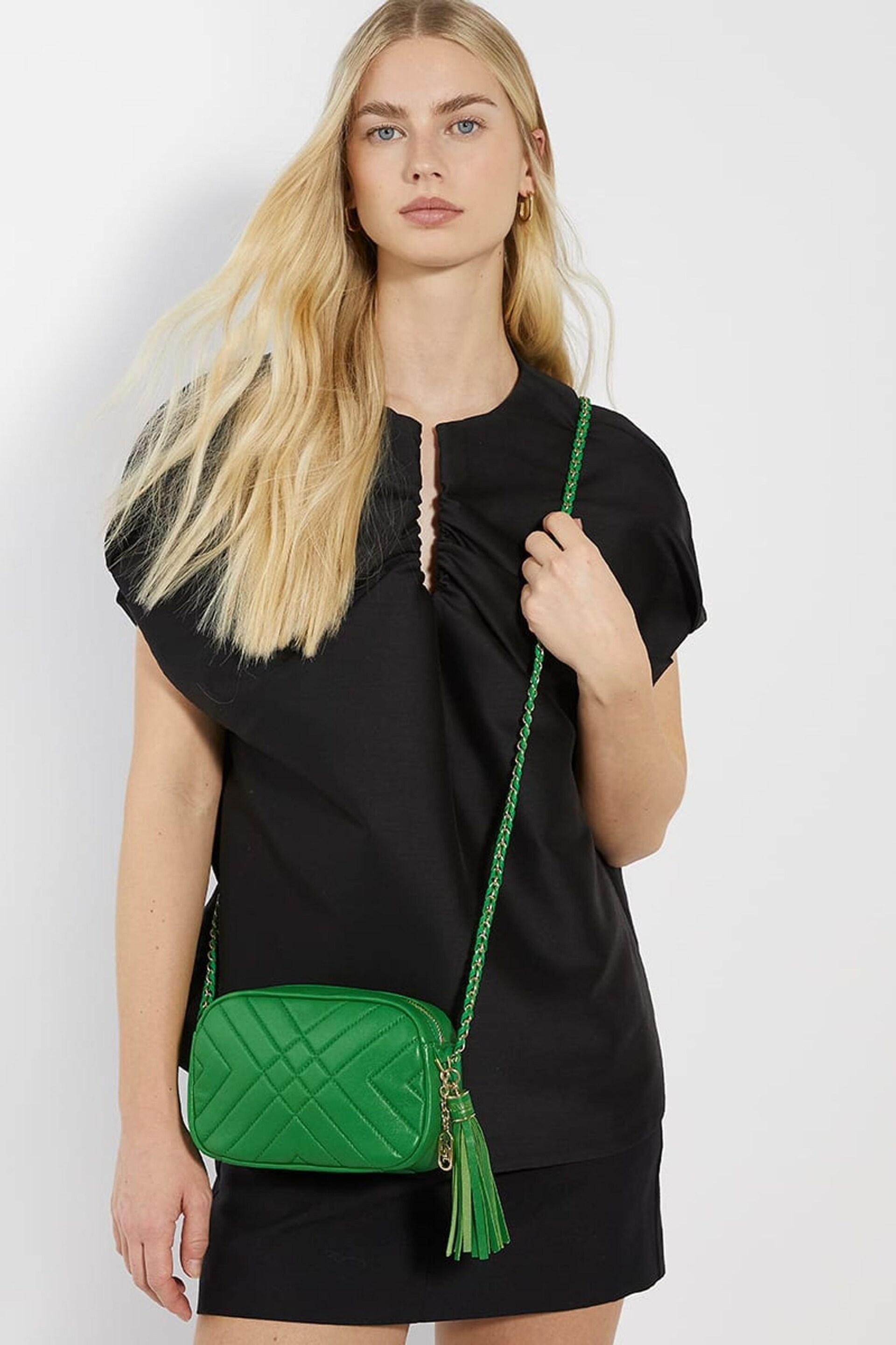 Dune London Green Chancery Small Leather Cross-Body Bag - Image 1 of 9