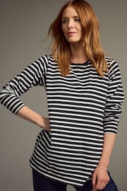 Black/Cream Stripe Maternity Nursing 100% Cotton T-Shirt - Image 1 of 7