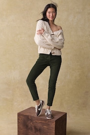 Olive Green Corduroy Skinny Trousers - Image 1 of 7