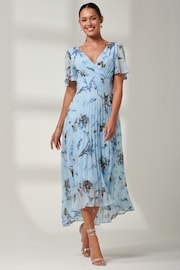 Jolie Moi Blue Vanya Wrap V-Neck Chiffon Maxi Dress - Image 6 of 6
