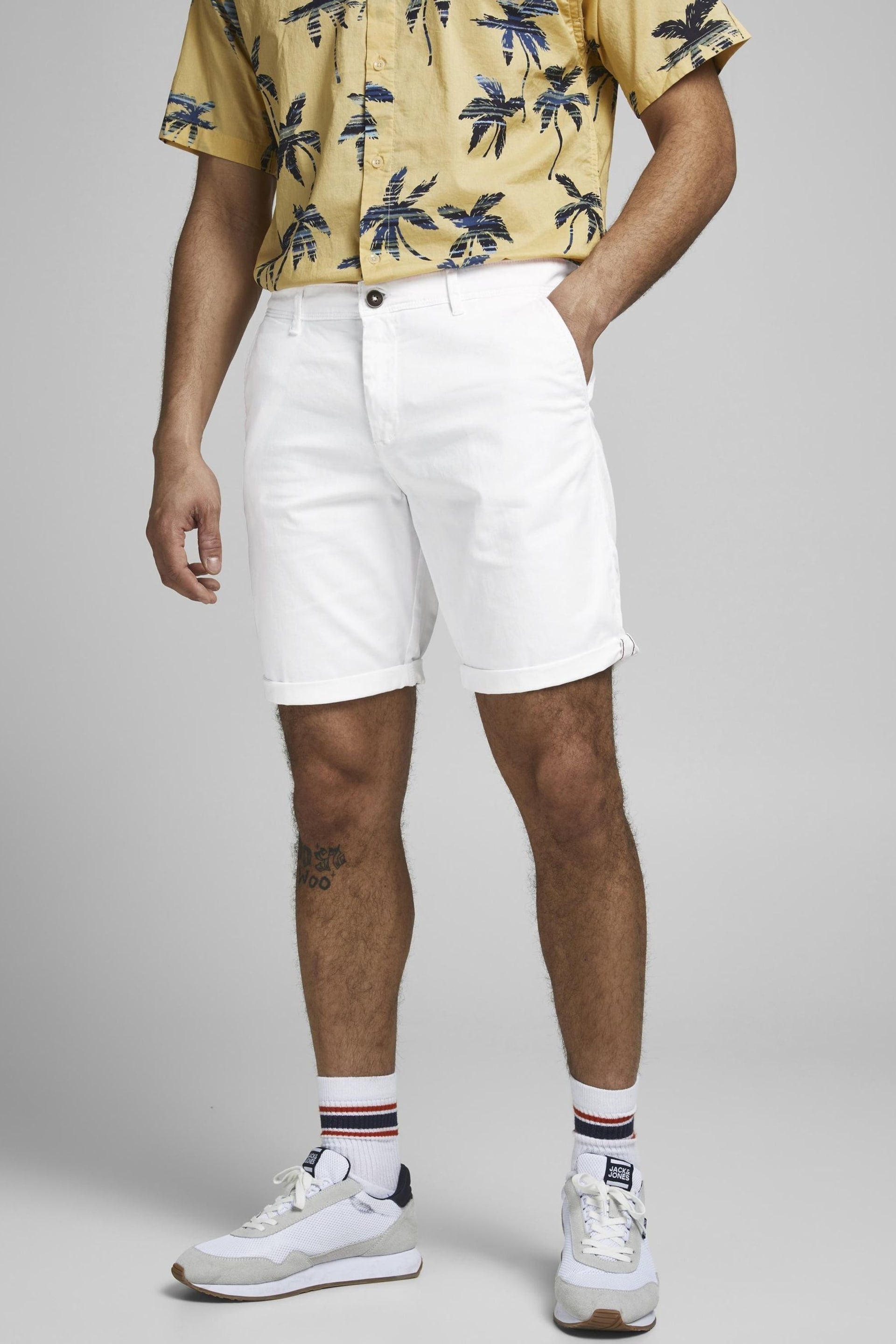 JACK & JONES White Slim Chino Shorts - Image 1 of 7