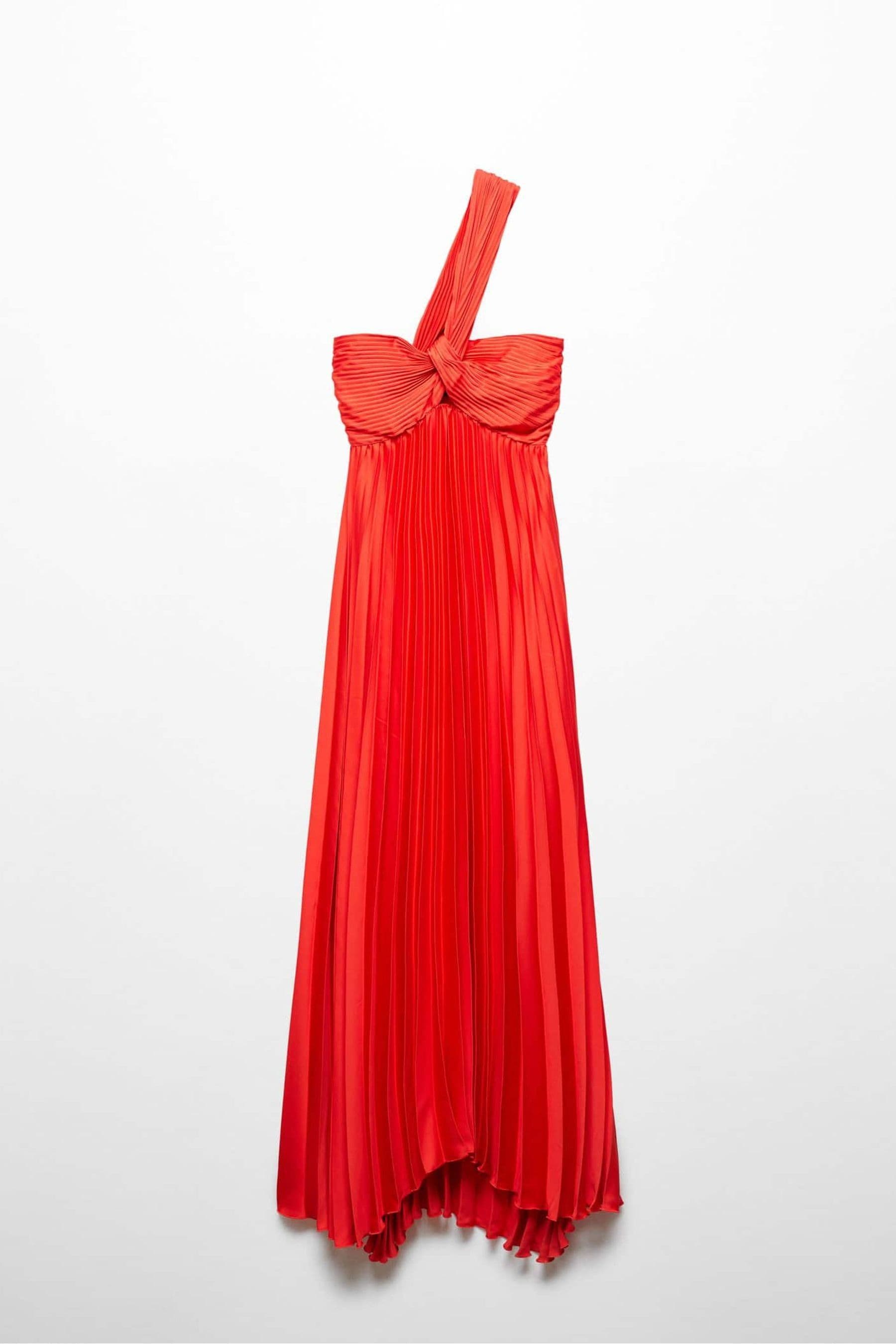 Mango red pleated dress outlet