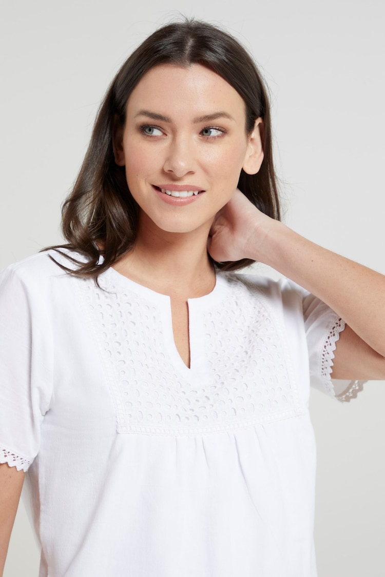 Mountain Warehouse White Womens Paris Embroidered 100% Cotton Top - Image 2 of 3