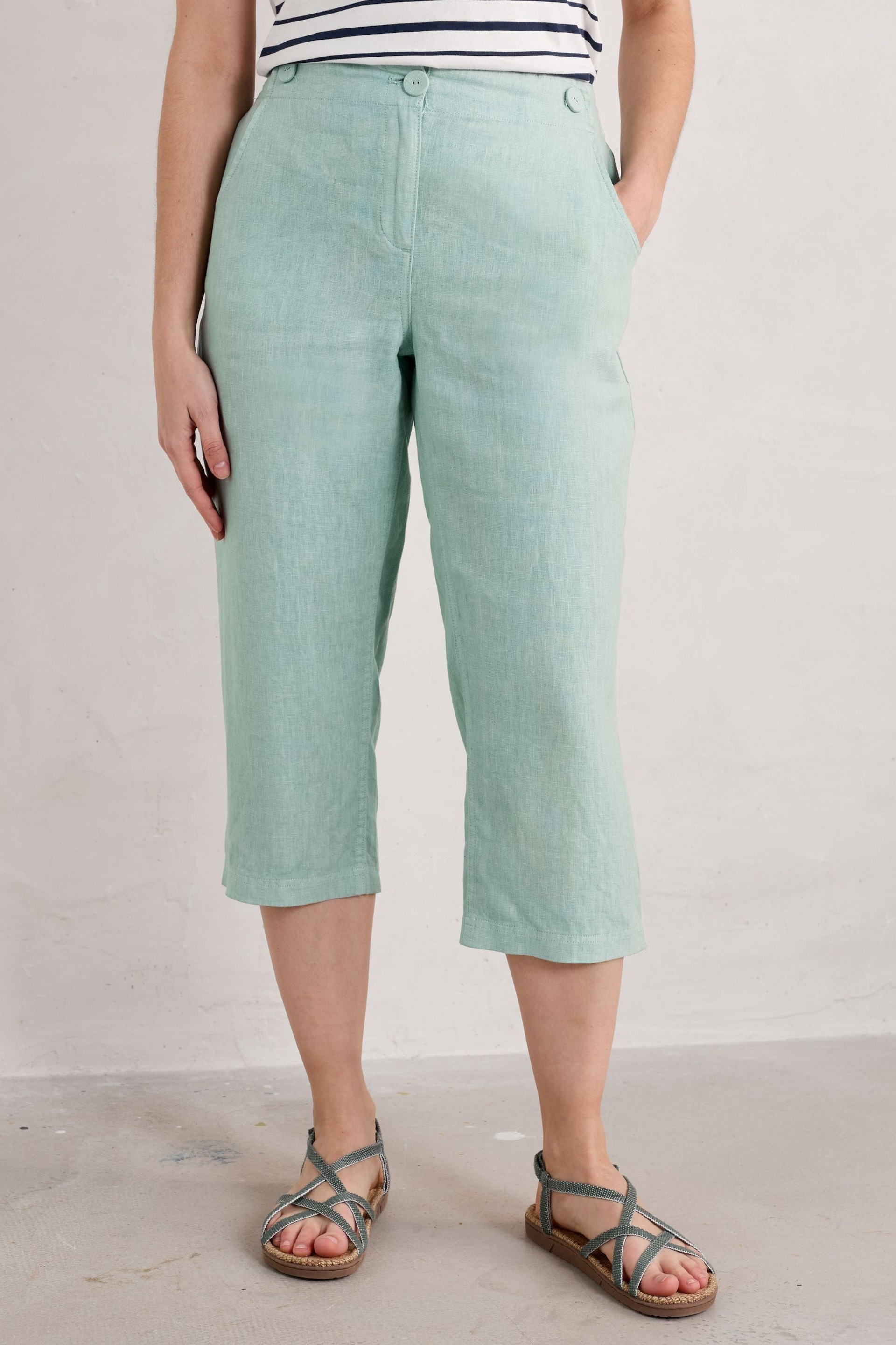 Seasalt Cornwall Green Brawn Point Crops Trousers - Image 1 of 5