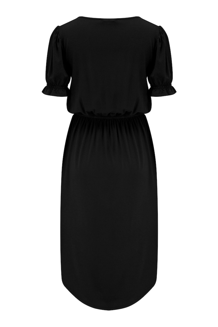 Pour Moi Black Jenny Puff Sleeve Jersey Midi Dress with LENZING™ ECOVERO™ Viscose - Image 4 of 4