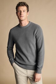 Charles Tyrwhitt Grey Combed Cotton Rib Crew Neck Jumper - Image 2 of 6