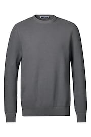 Charles Tyrwhitt Grey Combed Cotton Rib Crew Neck Jumper - Image 4 of 6