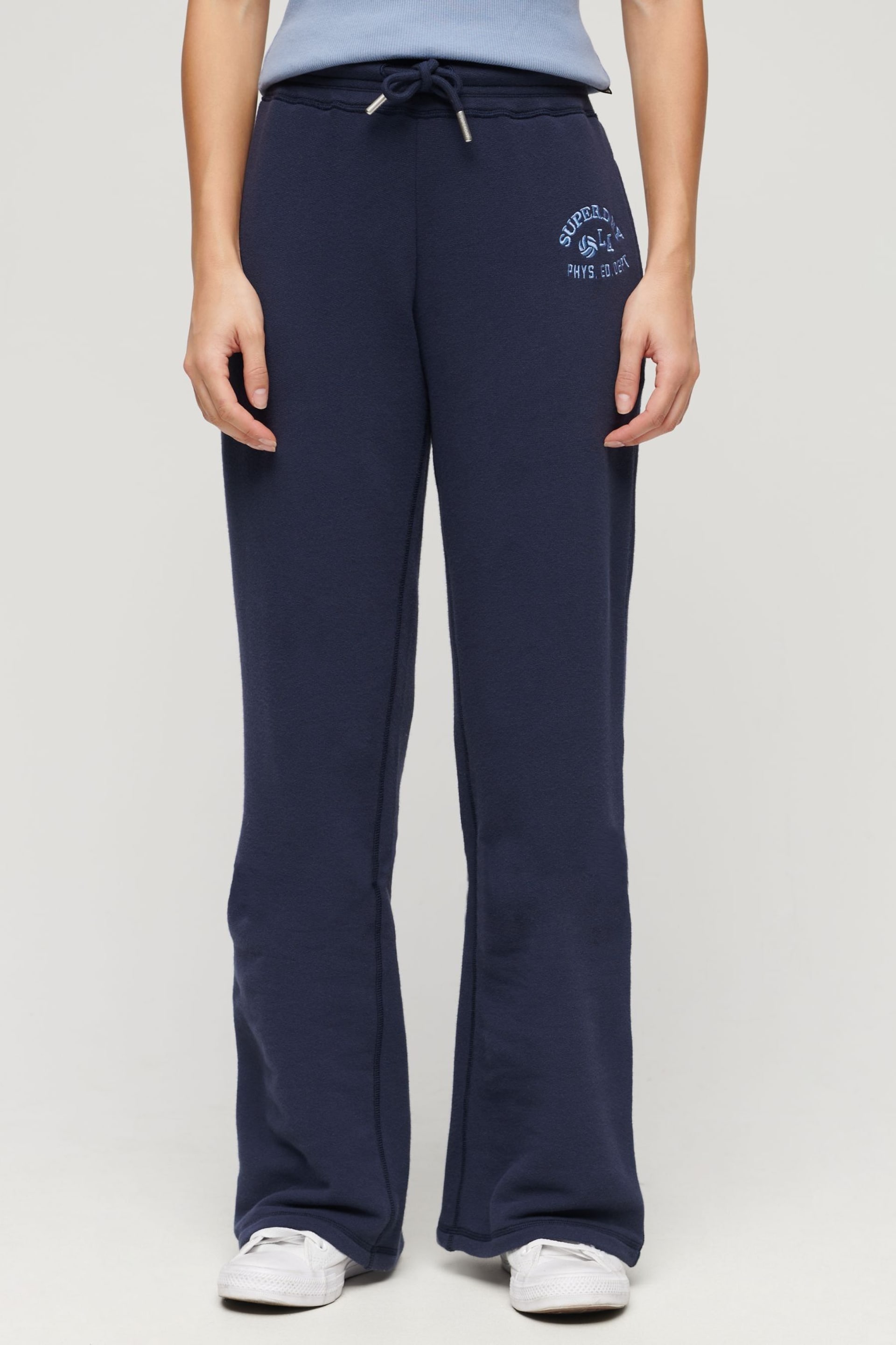 Superdry Blue Low Rise Flare Joggers - Image 1 of 6