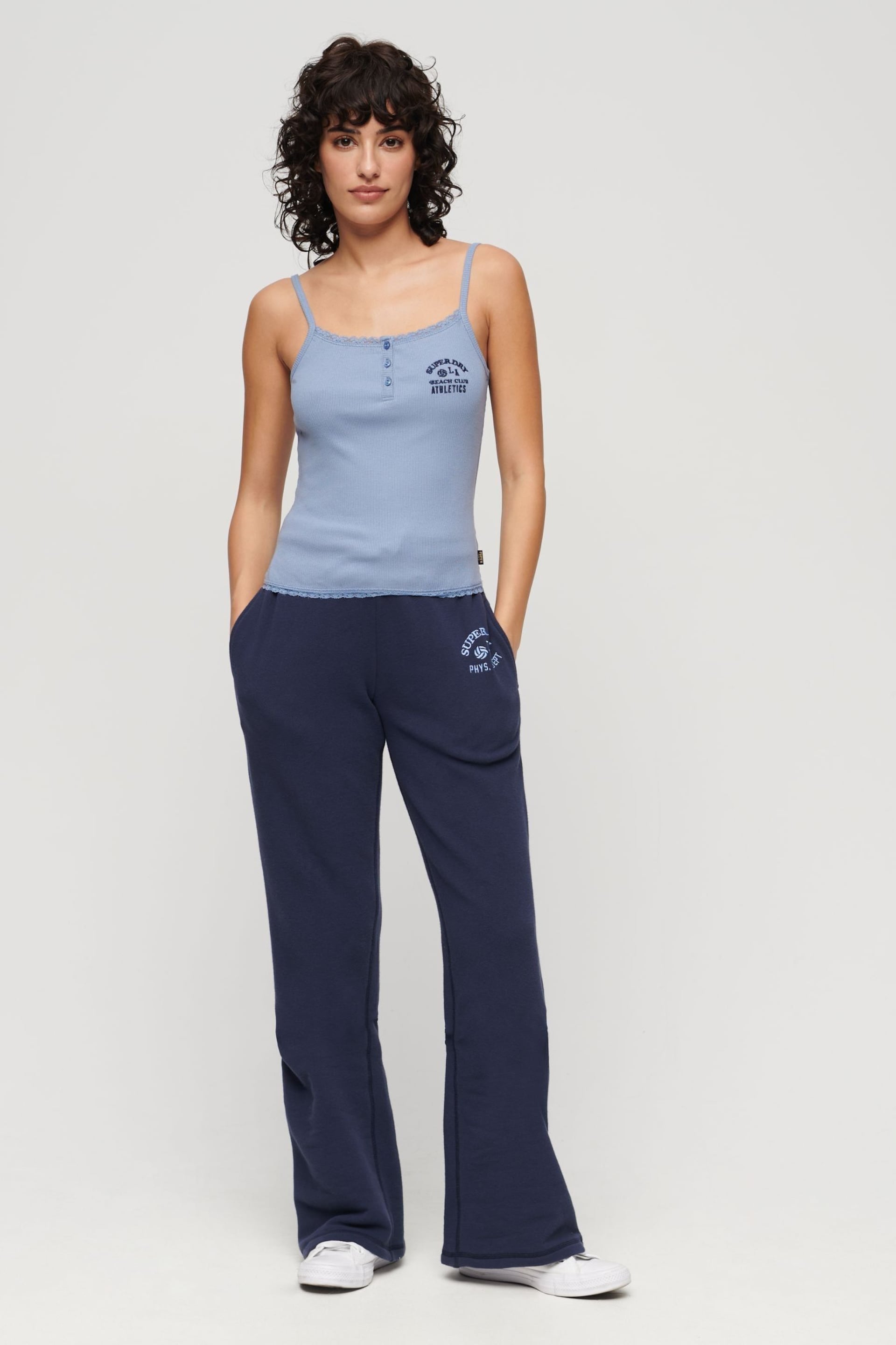 Superdry Blue Low Rise Flare Joggers - Image 2 of 6