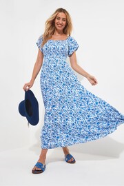 Joe Browns Blue Floral Shirred Waist Short Sleeve Maxi Dress - Image 1 of 5