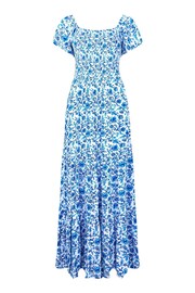 Joe Browns Blue Floral Shirred Waist Short Sleeve Maxi Dress - Image 5 of 5