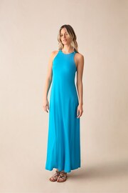 Ro&Zo Blue Jersey Racer Maxi Dress - Image 3 of 4