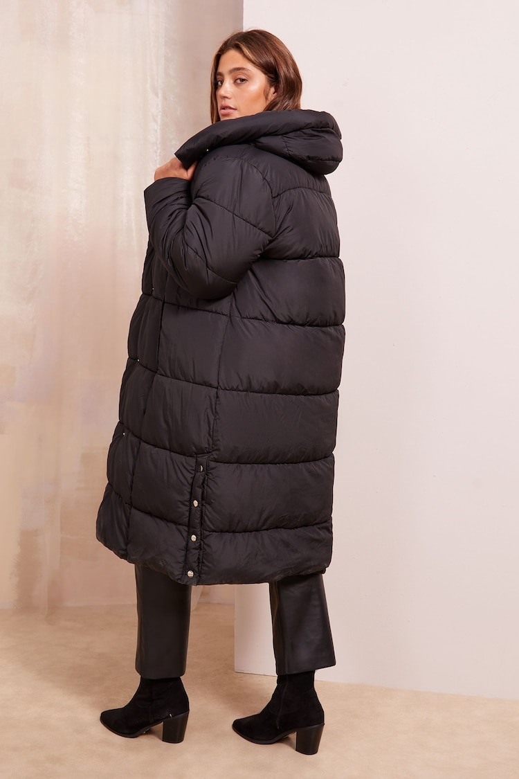 Friends Like These Black Curve Hood Quilted Padded Coat - Image 4 of 4