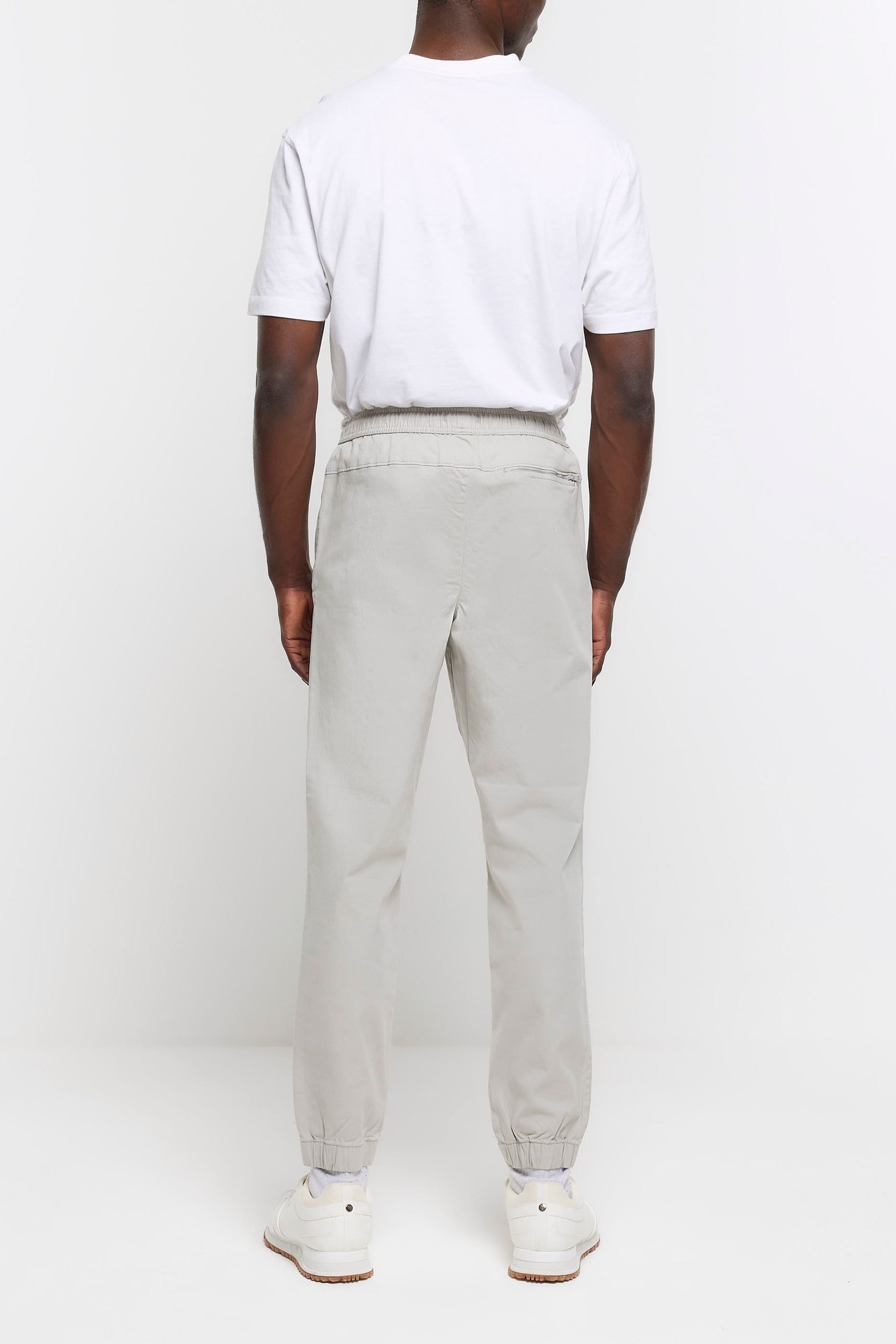Buy River Island Grey Slim Fit Pull On Elasticated Joggers from Next Oman