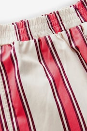 Red/Ecru Stripe Elasticated Waist 100% Cotton Shorts - Image 8 of 8