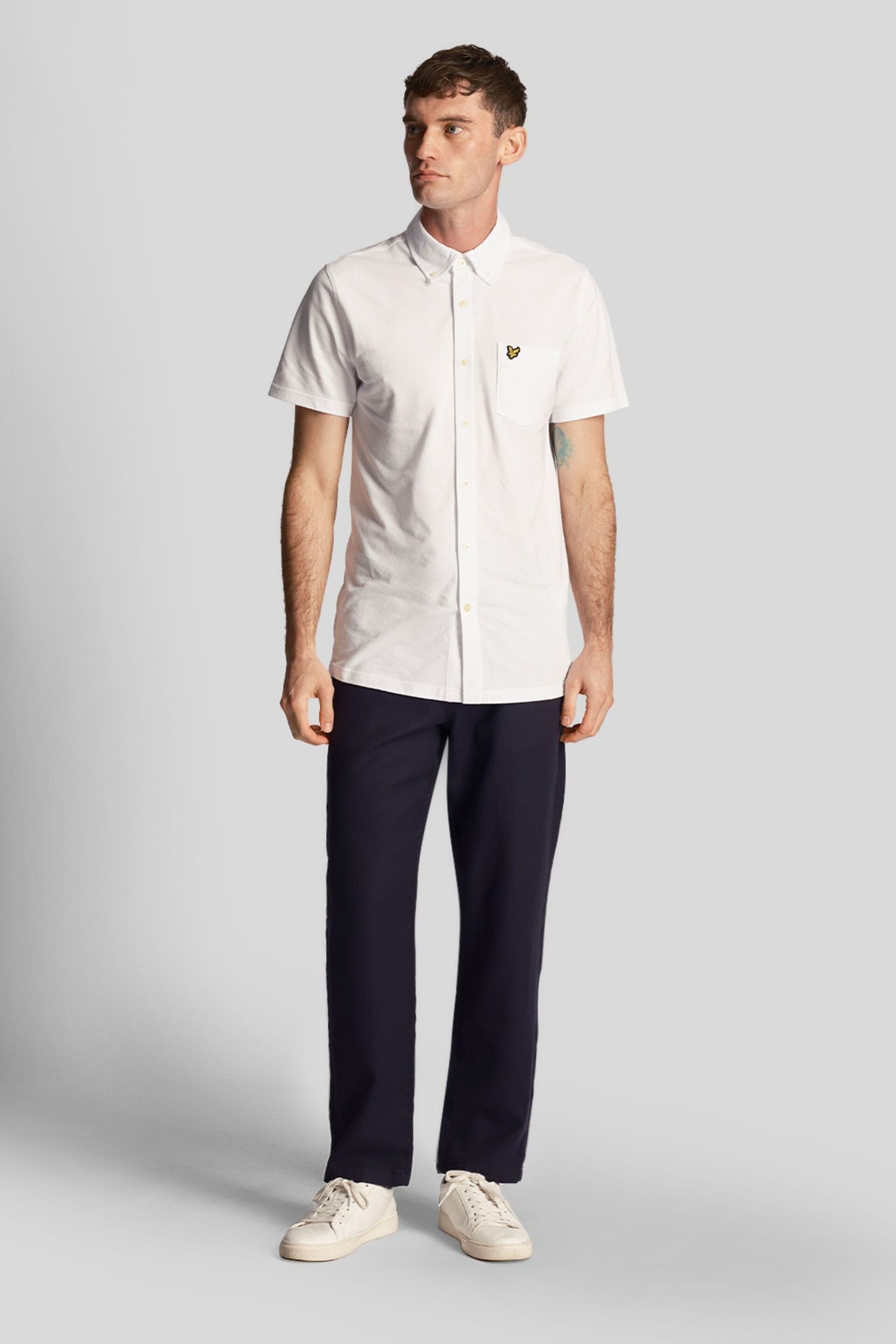 Lyle & Scott Short Sleeve Pique White Shirt - Image 3 of 5