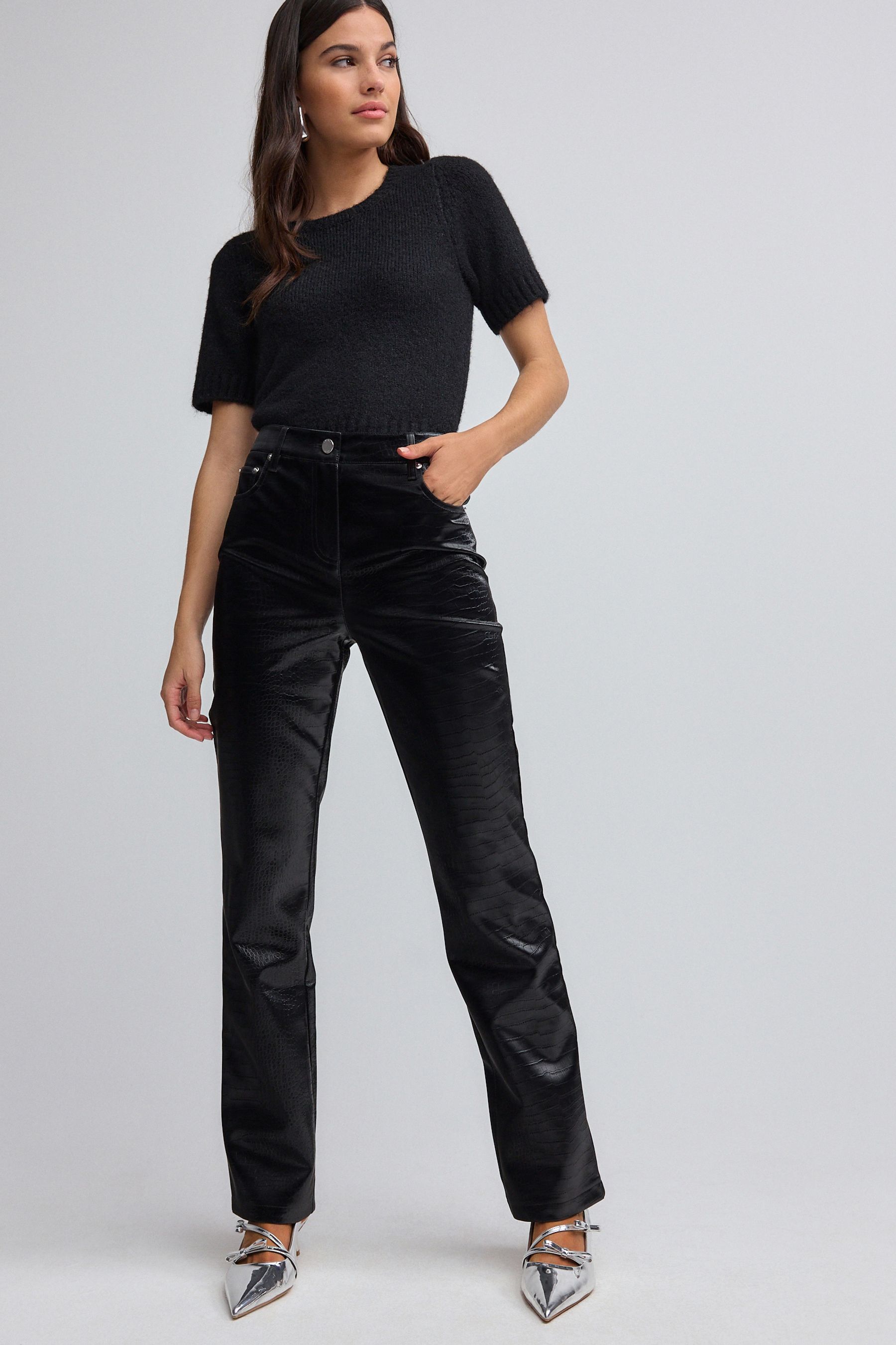 Next black leather trousers new arrivals